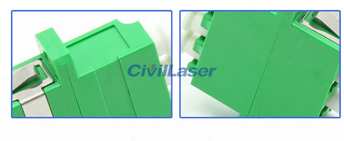 LC APC Connector Four Core Plastic Green Fiber Optic Adapter